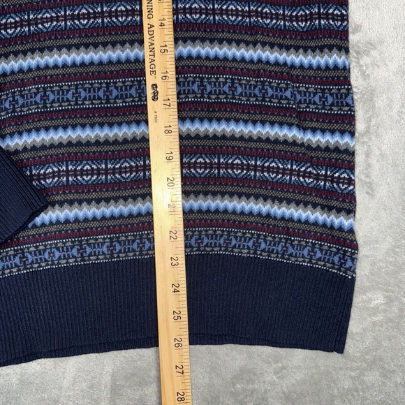 L.L Bean Women Sweater Size M Fair Isle Blue Turtleneck Cashmere Cotton Blend - Picture 6 of 8